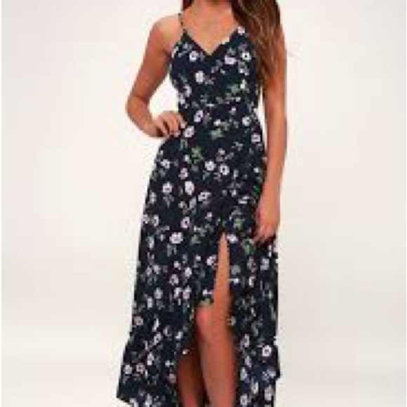 Lulu's Navy Floral High Low Dress - Picture 1 of 10
